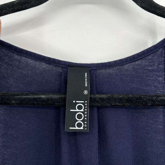 BOBI Navy Blue Supreme Jersey Tied Waist V-Neck Faux Wrap Jumpsuit Size Medium - Picture 8 of 9